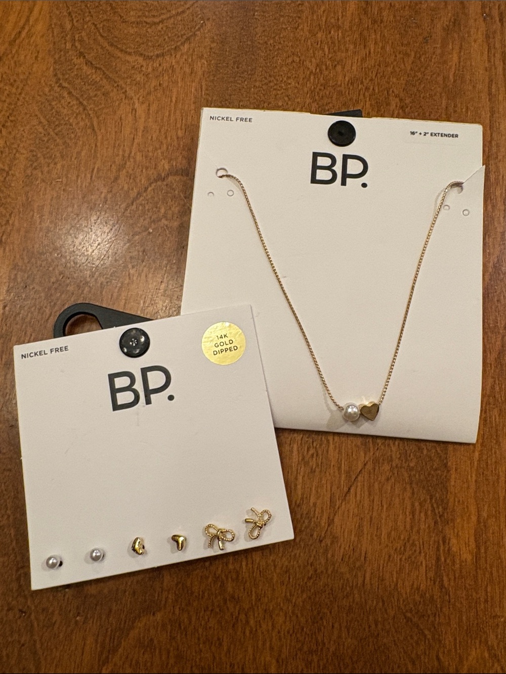 Nordstrom BP Gold Pearl Heart Necklace and Earring Set - Gold